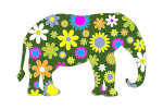 Retro Floral Elephant